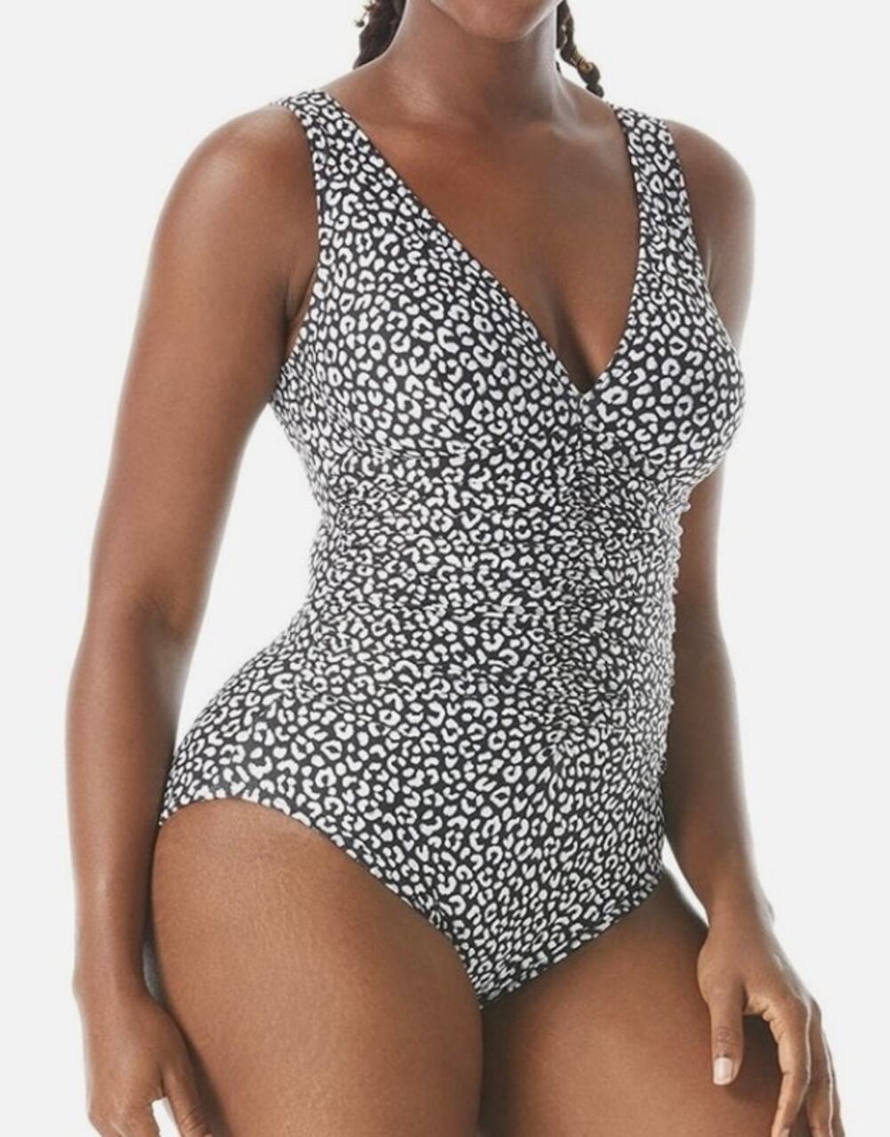 Coco Reef Villa Cheetah Solitaire V-neck UW One Piece Swim Suit 8 32C NWT